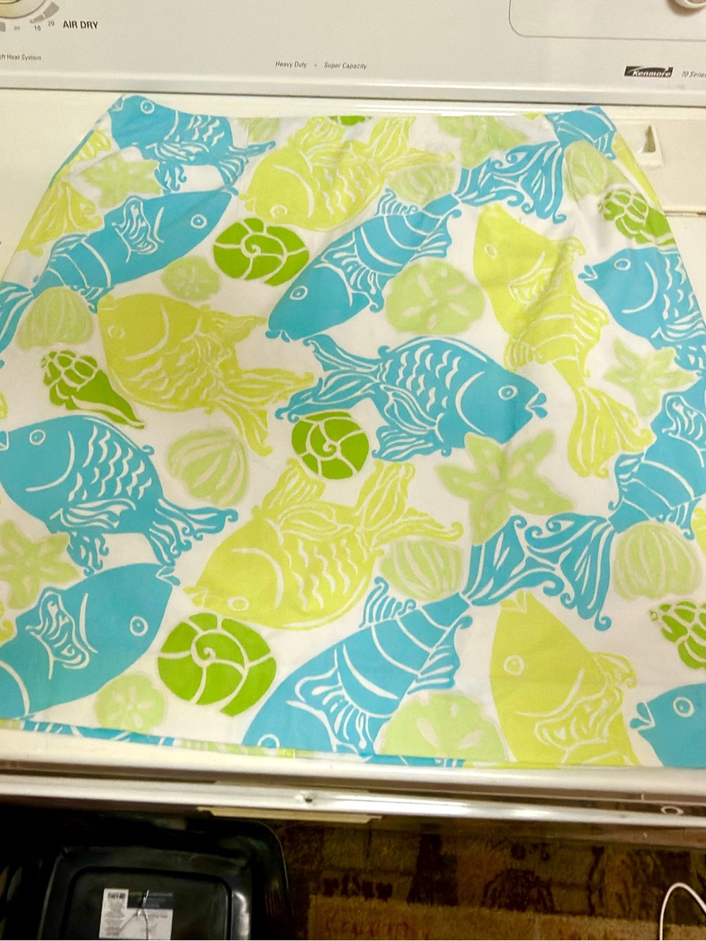 Vintage Lilly Pulitzer - Blue & Lime Fish/Seashell Motif Skirt